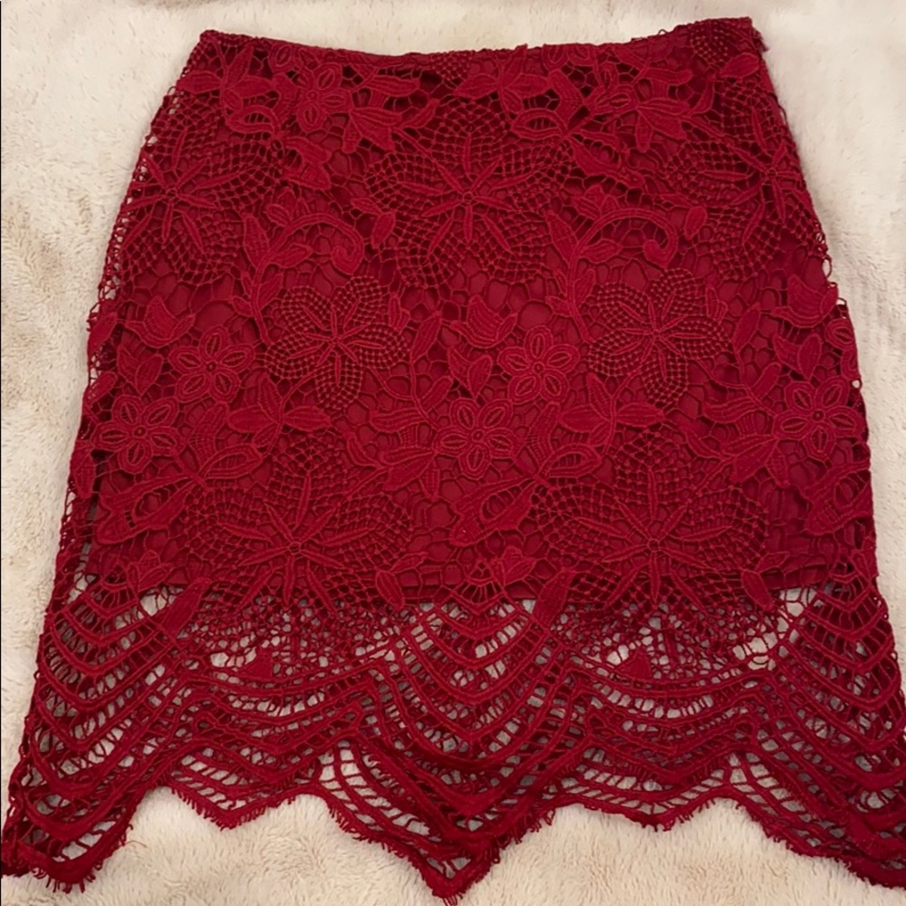 Red lace overlay skirt